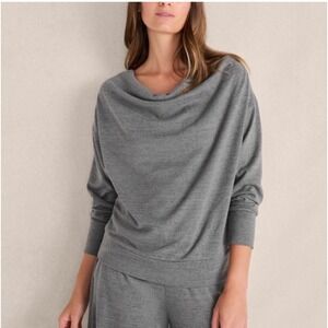 HAVEN WELL‎ WITHIN Women's Gray Drape Front Pullover Top Oversized Cowl Neck